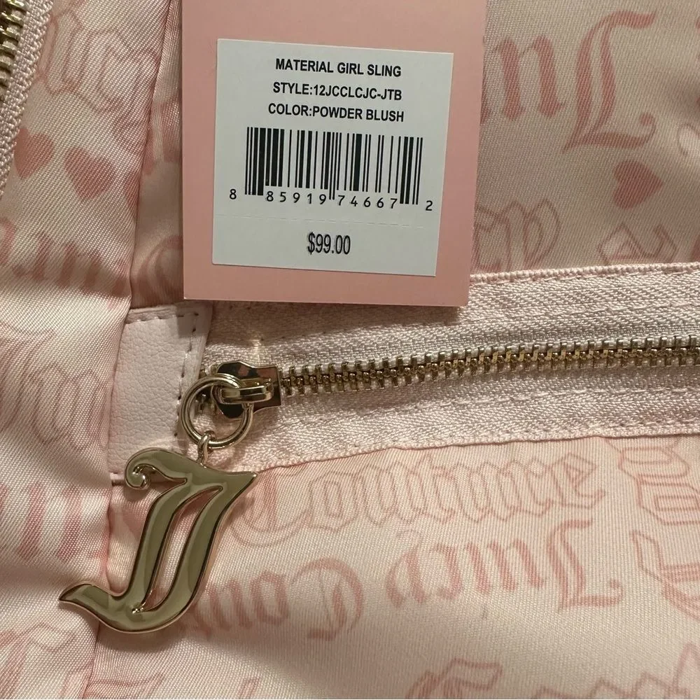 JUICY COUTURE‎ POWDER BLUSH MATERIAL GIRL SLING BACKPACK NWT BABY PINK BAG GIFT